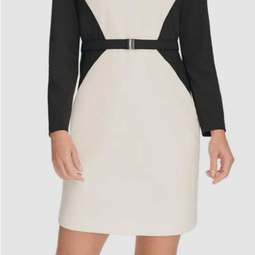 DKNY Monochrome Long Sleeve Dress